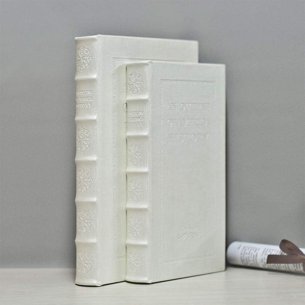 Decorative Books with White Faux Leather Book Boxes for Decoration Display Coffee Table and Shelf Décor, Fashion Decorative Storage Boxes, Fake Décor Books (Set of 2: C105L+C105S)