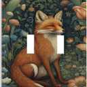 Decorative Art Light Switch Covers,2 Gang Toggle Rocker,Wall Plate,Switchplate Electrical Faceplate,Fox (2 Gang Double Toggle/5x4.9 IN)