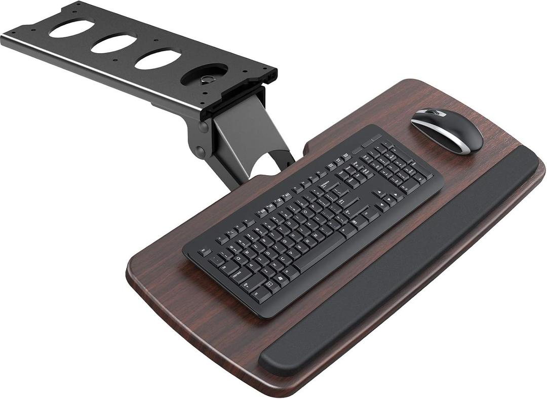 HUANUO Keyboard Tray Under Desk360 Adjustable Ergonomic Sliding Keyboard & Mouse Tray, 25" W x 9.8" D, Brown (Dark Brown)
