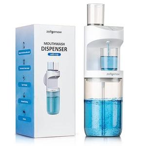 ZOFGENOW Automatic Mouthwash Dispenser for Bathroom,Bathroom Accessories 19.4 Fl Oz Dispensers with Magnetic Cups,Wall Mounted Dispenser,Suitable for All Age Groups, White