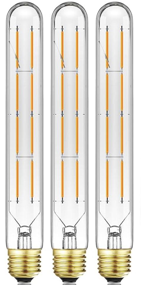 LVYE T10 Tubular Light Bulbs,E26 Dimmable Led Bulbs,8W Led Edison Bulb,75 Watt Equivalent,3000K Soft White,8.9 Inches Long Tube Light Bulb,3Pack.