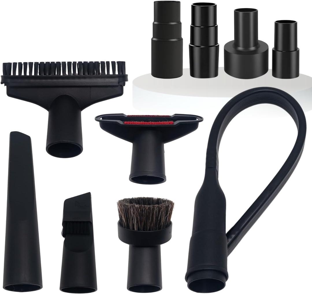 Vacuum Attachments & Brushes for Shop-Vac with Hose Adapter Vacuum Attachments Compatible with Shop-Vac Hose 2-1/2'' & 1-1/4'' - Horse Hair Dust Brush, Upholstery Tool, Crevice Tool and More