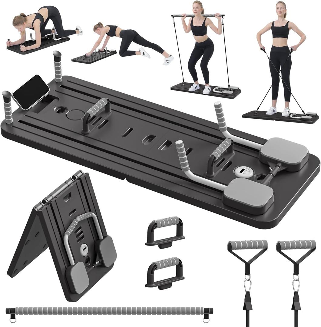 JANUA Pilates Board - Pilates Reformer Set, Multi-Purpose Foldable Pilates Reformer Board for Home, 5 in 1 Pilates Sliding Board