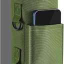 Domensi Magnetic Gym Bag Water Bottle Holder for Men Women 40 64 oz Carrier Bag Pouch Sleeve with Phone Pocket Silicone Towel Buckle Sling for Gym Organizer, Gift Fitness Lover(Army Green,Normal)