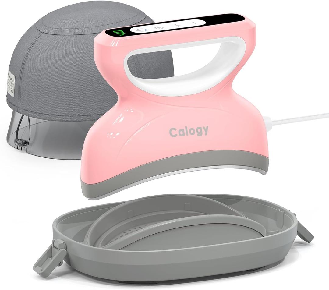 Calogy Hat Press Heat Machine for Caps, Mini Portable Hat Heat Press with Timer, Max 410,Precision Temp Control 5, Fast & Evenly Heating Curved Plate 2.76 * 6.3in for 6 1/2-8 hat21-26 GirthPink