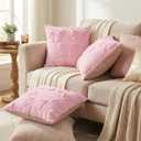 Pink Bow Pillow Covers 18x18 Inch Set of 3 Cute Bowknot Throw Pillow Cover Soft Plush Cushion Covers Aesthetic Pillowcase for Coquette Room Decor