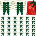 Dingion 100 Pcs Velvet Christmas Gift Bows for Gift Wrapping Elastic Bows Holiday Pre Tied Bows 24'' Stretch Loops Flat Gift