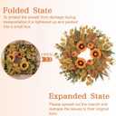 Fall Wreaths for Front Door 24 Inch Thanksgiving Autumn Wreath with Artificial Pumpkin Eucalyptus Sunflower Leaves Harvest Halloween Decorations Porch Farmhouse Outdoor Indoor Home Hanging Decor (Orange)