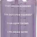 64oz, 2L Large Motivational Water Bottle with Time Marker, Leakproof & BPA Free Half Gallon Big Water Bottle with Straw Handle Tritan Frosted Water Jug for Gym,Fitness,Outdoor Sports,5 Colors (Purple)
