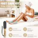 Nano Glass Beyond the Cream Foot File, Callus Remover for Feet with Foot Masks Moisturizing Silicone Gel Heel Socks, Foot Care Kit, Cracked Heel Treatment, Self Care Spa Gifts for Women/Seniors-Golden