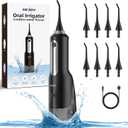 Sejoy Cordless Water Flosser, Water Dental Flosser Electric Water Flossers for Teeth Portable Oral Irrigator Rechargeable for Home Travel Office, 270ML IPX7 Waterproof 5 Cleaning Modes and 8 Jet Tips (Black)