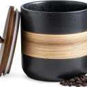 Spice Jars with Lid, Coffee Container Kitchen Food Storage Jars for Spice Sugar Tea Bag, Stackable Decorative Jars for Countertop, Black & 37 fl.oz