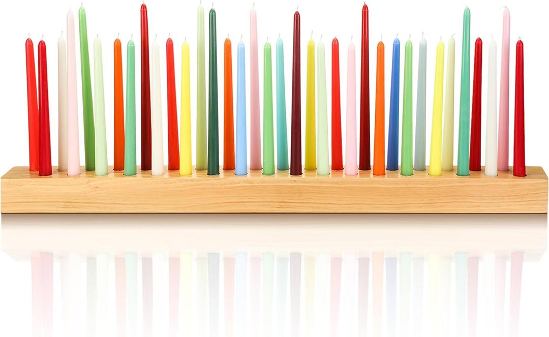 36 Inch Wood Taper Candle Holders for Table Centerpiece Giant Wooden Birthday Party Candlestick Farmhouse Long Candle Holders Decoration for Wedding Anniversary Desktop Natural Wood Color