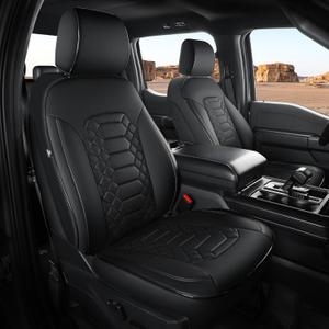 Seat Covers for Ford F150 2015-2026 SuperCrew & Ford F250 F350 F450 Super Duty 2017-2026 Crew Cab, Faux Leather Waterproof Pickup Truck Seat Covers (5 Seats) Interior Accessories