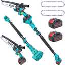 Electric Pole Saws for Tree Trimming, 2x4000mAh Brushless Mini Chainsaw Cordless with Extension Pole, Battery Powered Hand Held Chain Saw Pole Pruner for Cutting Tree Limbs