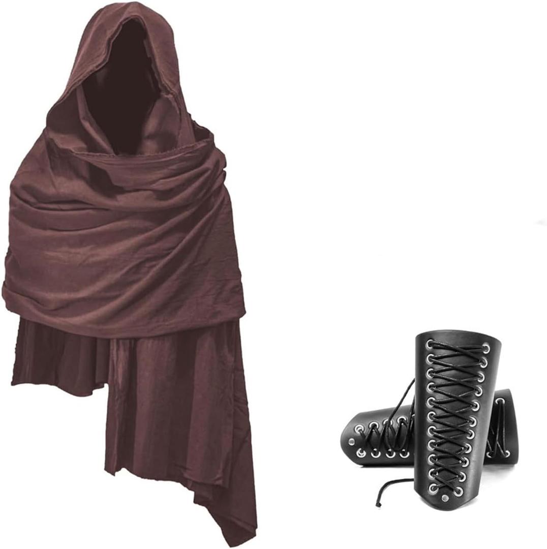 Cowl Hood Scarf Rogue Hood Medieval Cloak Renaissance Costume Men Neck Warmer Hooded Cape Hat Arm Bracers