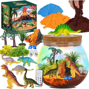Dinosaur Toys for Boys - Dinosaur Terrarium Kit for Kids - Christmas Birthday Gifts for Boys Ages 4 5 6 7 8 Year Old - Light Up DIY Dinosaur Arts and Crafts for Boys and Kids
