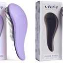 Crave Naturals Glide Thru Detangling Brush, Detangler Brush for Curly, Straight, Wet and Dry Hair Comb for Adults and Kids, Hair Accessories for Women, Purple and Black