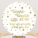 AOFOTO 7.2x7.2ft Gender Reveal Round Backdrop Cover Twinkle Twinkle Little Star Arch Backdrop Stand Covers Background Baby Shower Pregnancy Party Supplies Decor He or She Portrait Photo Booth Props