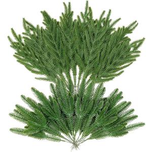 50 PCS Artificial Pine Branches Faux Christmas Greenery Stems Cedar Picks for DIY Crafts Garland Wreath Flower Arrangements Home Holiday Decor