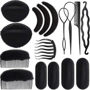 16 Pieces Hair Bump Sponge, Padding Volume Insert Tools, Simple Braid Tools, Bases up Combs, Hair Styling Accessories for Girls & Women