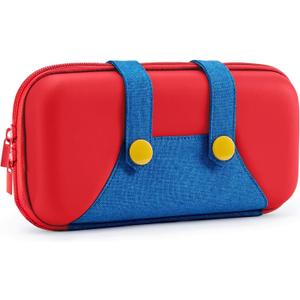 PALPOW Switch Carrying Case Compatible with Switch/OLED, Portable Cute Switch Case with 10 Game Holders, Hard Shell Travel Carry Pouch for Console and Accessories - Red Blue