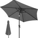 FLAME&SHADE 10ft Patio Umbrella - Outdoor Umbrella with 6 Sturdy Ribs, Push Button Tilt and Crank, UV Protection Table Market Umbrella for Pool, Porch, Garden, Deck, Backyard (Anthracite)