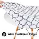 Smiry Round Picnic Tablecloth, Waterproof Elastic Fitted Table Covers for 18" - 24" Tables, Wipeable Flannel Backed Vinyl Tablecloths for Camping, Indoor, Outdoor, White & Dark Grey