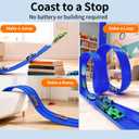 2 x 16 Ft Flexible Car Race Track, Flex Ramp with 12 Suction Cups, Compatible with Hot Wheels and Diecast 1/64th Cars, Double Tracks Long Rolls Up Portable Racetrack (Blue)