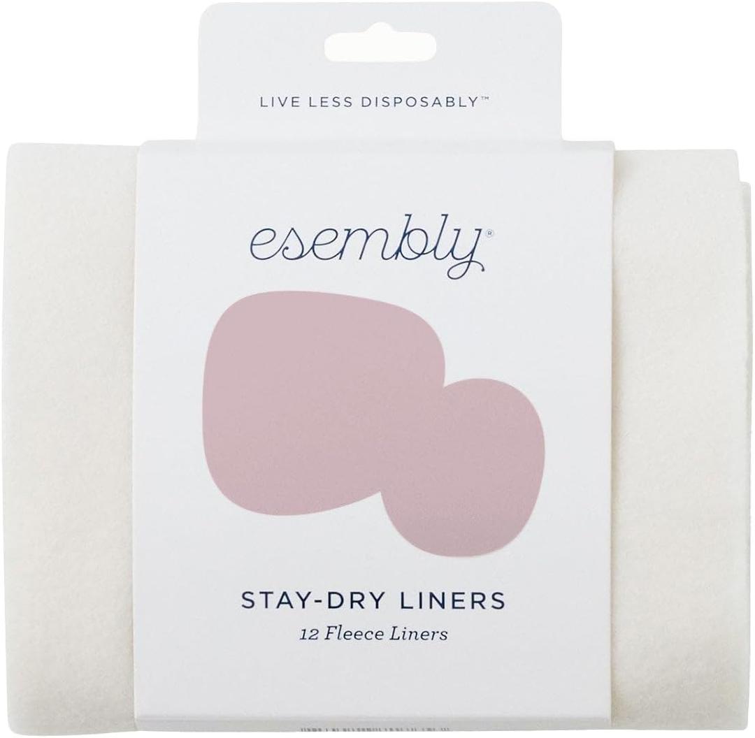 Esembly Cloth Diaper Stay-Dry Fleece Diaper Liner, Moisture-Wicking, Keeps Baby Dry, Prevents Staining, Protects Diaper, Easier to Clean, Washable, Reusable, Super-Soft, 12-Pack, One Size