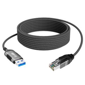 Slim USB to Ethernet Cable 4 FT, USB 3.0 A to RJ45 Thin Cord, Directly Connected, Aluminum, Braided, OFC, USB to RJ45 Gigabit LAN Network Cable for Laptop, PC, Switch and More, OD: 3.6mm