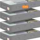 punemi Under Bed Storage Containers, 4 Pack Large Soft Foldable Storage Bags with Clear Top for Blankets, Comforters, Sheets, Wrapping Paper, Water-Resistant Inner Layer, 20x40x7.5 in, Gray