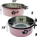 Dog Crate Food and Water Bowl 2Pcs Small Pet Hanging Kennel Removable Dish Feeding Cup No Spill with Holder for Medium Large Size Cat Puppy (Pink, 5.5''X2.3''&6.3‘’X2.5'')