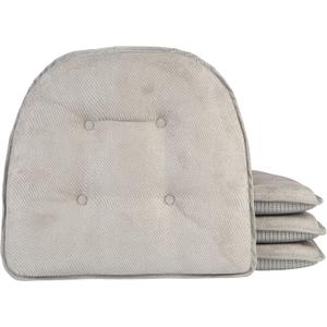 Klear Vu Omega Non-Slip Chair Cushions, Assembled in USA, U-Shaped Skid-Proof Seat Pads for Dining, Kitchen, Office, 15"x16", 4 Pack, Linear Gray