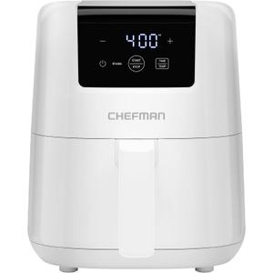 CHEFMAN 2 Qt Mini Air Fryer  Digital Space-Saving Compact Air Fryer with Nonstick and Dishwasher Safe Basket, Quick & Easy Meals in Minutes, Features Digital Timer and Shake Reminder  White