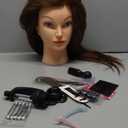Mannequin Head with 100% Real Human Hair Cosmetology Mannequin Head to Practice Hairstyles Doll Head Training Head for Hairdresser (Brown)
