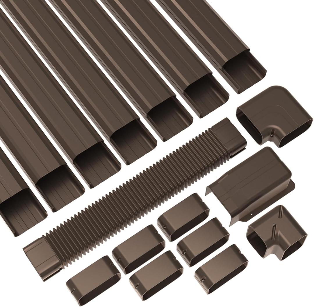 Forestchill 4"W 25Ft Decorative PVC Line Set Cover Kit for Ductless Mini Split Air Conditioner, Central AC and Heat Pump, Brown