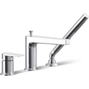 Kohler K-74032-4-CP Taut Bathroom Sink Faucets, 3-Hole with Sidespray, Polished Chrome