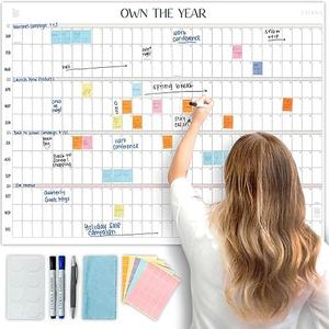 Own the Year 2026 GIANT Wall Calendar | 4ft x 3ft Full Year Dry Erase Large Planner, January '26 to December '26 Big Whiteboard Wall Calendar with Markers, Sticky Notes & Mounting Kit, Jumbo Quarterly Layout for Home or Office