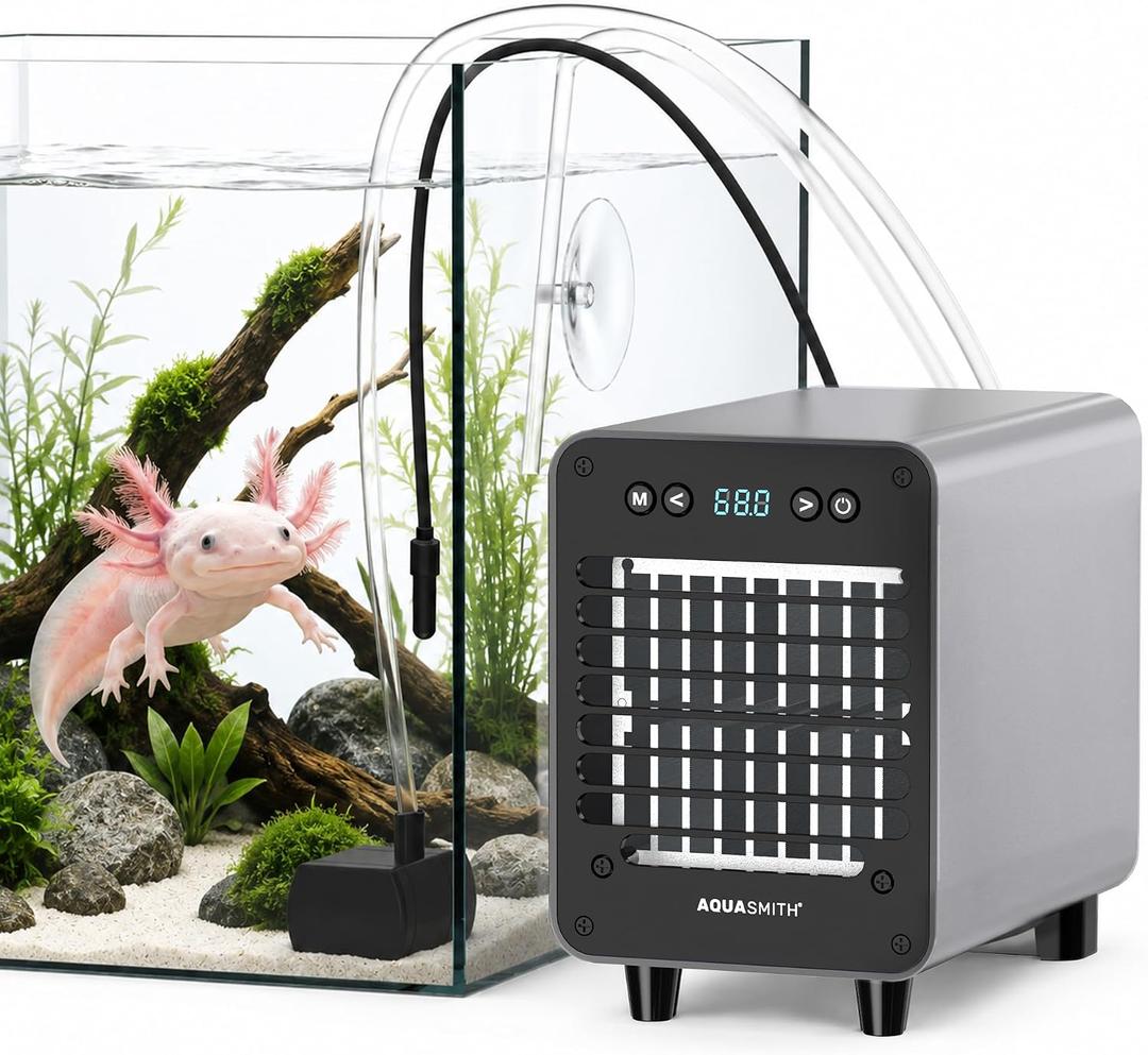 Mini Aquarium Chiller Semiconductor Cooler & Heater
3-in-1 Quiet Thermostat Cooling Heating auto System,5-Speed ,Fits 10 gal for Axolotls,Coral Reefs,Plants Freshwater seawater