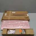 MEETION Wireless Keyboard and Mouse, Full-Sized Cordless Keyboard with Wrist Rest, 3 DPI Adjustable Mouse, Keyboard and Mouse Set with 2.4GHz USB Receiver, for PC/Computer/Laptop/Windows/Mac, Pink