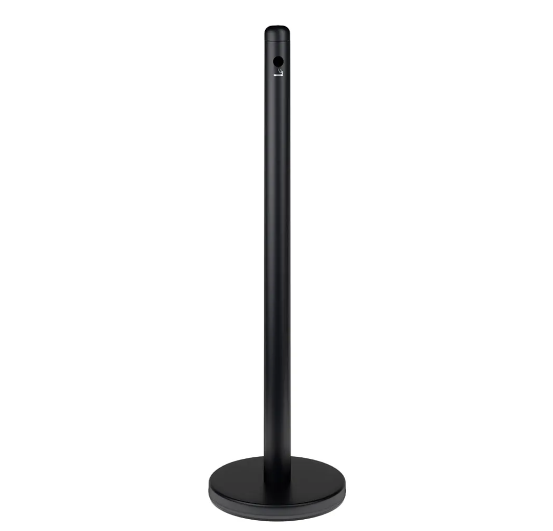 40" Black Free Standing Smoker Pole and Base. For use Outside of Office, Restaurants, Bars, and Convenience Stores. Smokeless Outdoor Ashtray Cigarettes Ash Butt Disposal. Ashtrays for cigarettes