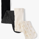 Baby Girl Assorted Tights, Cream/Black