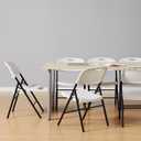 Amazon Basics Sturdy Foldable Portable Plastic Chair, 350-Pound Capacity, Space Saving for Events and Seating, White, 6-Pack