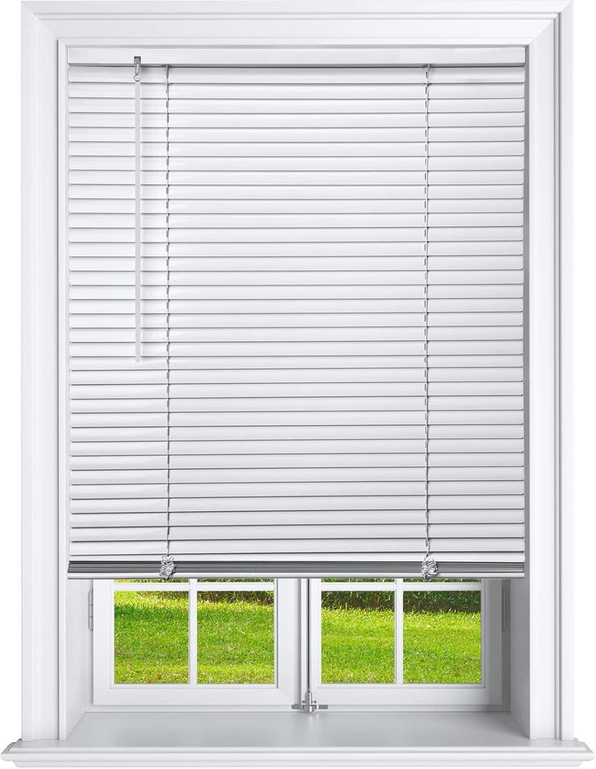 Cordless 1 Inch Window Blinds, Mirrotek Cordless Blinds Light Filtering Mini Blinds 30 x 64 (White)