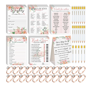 Sosation 331 Pcs Bridal Shower Games Supplies, 5 Sets (50 Cards Each) Wedding Games Cards, 1 Put a Ring on It Bridal Shower Game with 60 Rings and 20 Team Pencils for Wedding Engagement