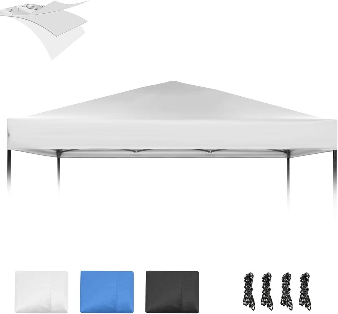 1010 Canopy Replacement Top, Pop Up Canopy Replacement Tent Cover for Straight Leg Frame, Waterproof Canopy Top Cover for Garden Patio Camping (Top Only)(Silver White) (10'x10' 420D Oxford Cloth)