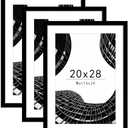 Abtgt 20x28 Picture Frame Set of 3, Display Pictures 16x24 with Mat or 20x28 Without Mat, Poster Frame for Wall Mounting Display, Black