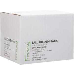 TYPLASTICS Tall Kitchen Drawstring Trash Bags 13 Gallon (200 Count)