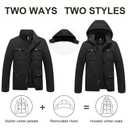 Pursky Men's Winter Coats Thicken Fleece Lined Cotton Coat Men Warm Cargo Jacket Men's Windproof Insulated Parka with Hood Dark Gray 4XL